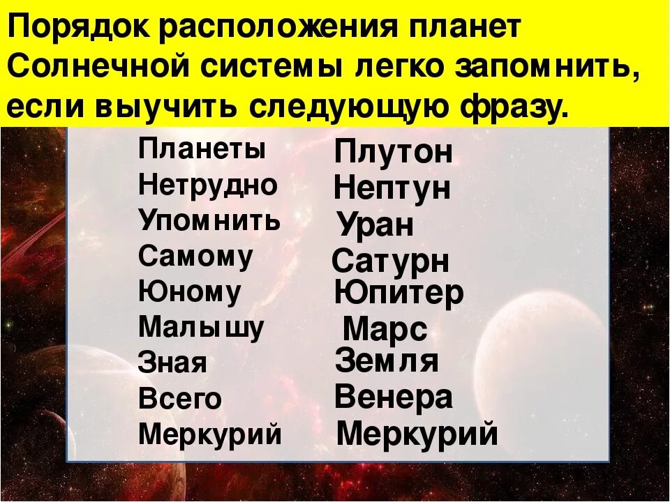 Стих про планеты солнечной системы