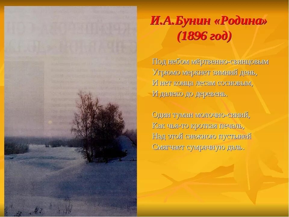 Никого не будет в доме лирическое. Бунин Родина стихотворение. Стих Бунина Родина.