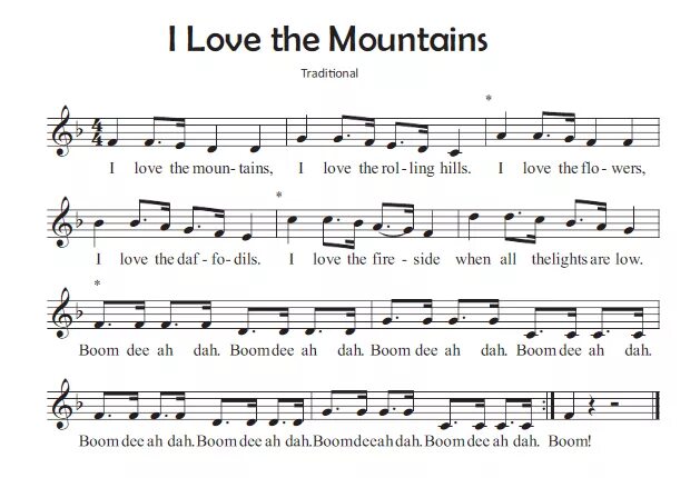 Mountain lyrics. I like the Flowers i like the Daffodils. I like Flowers. Traditional Love.