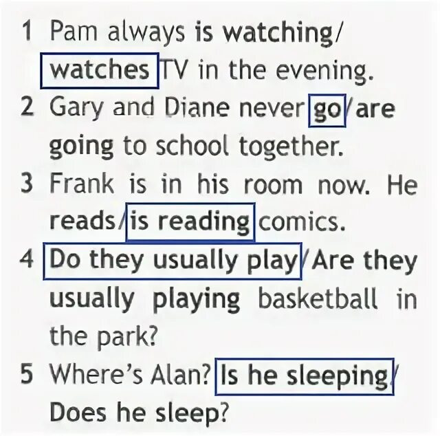 Тема present simple и present continuous. Pam always watches. Spotlight 3 иллюстрации. He is usually watches tv. He is usually watches tv.