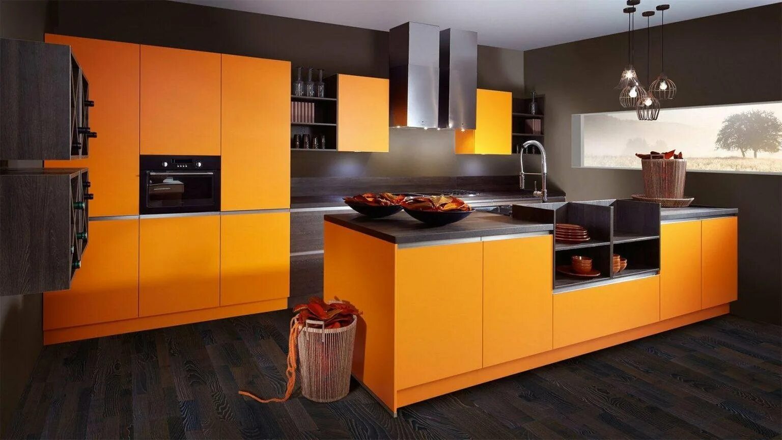Кухня Эггер оранж. Оранжевая кухня. Современные кухни. Оранжевая кухня в интерьере.