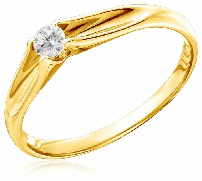 Кольцо с бриллиантом с желтым золотом