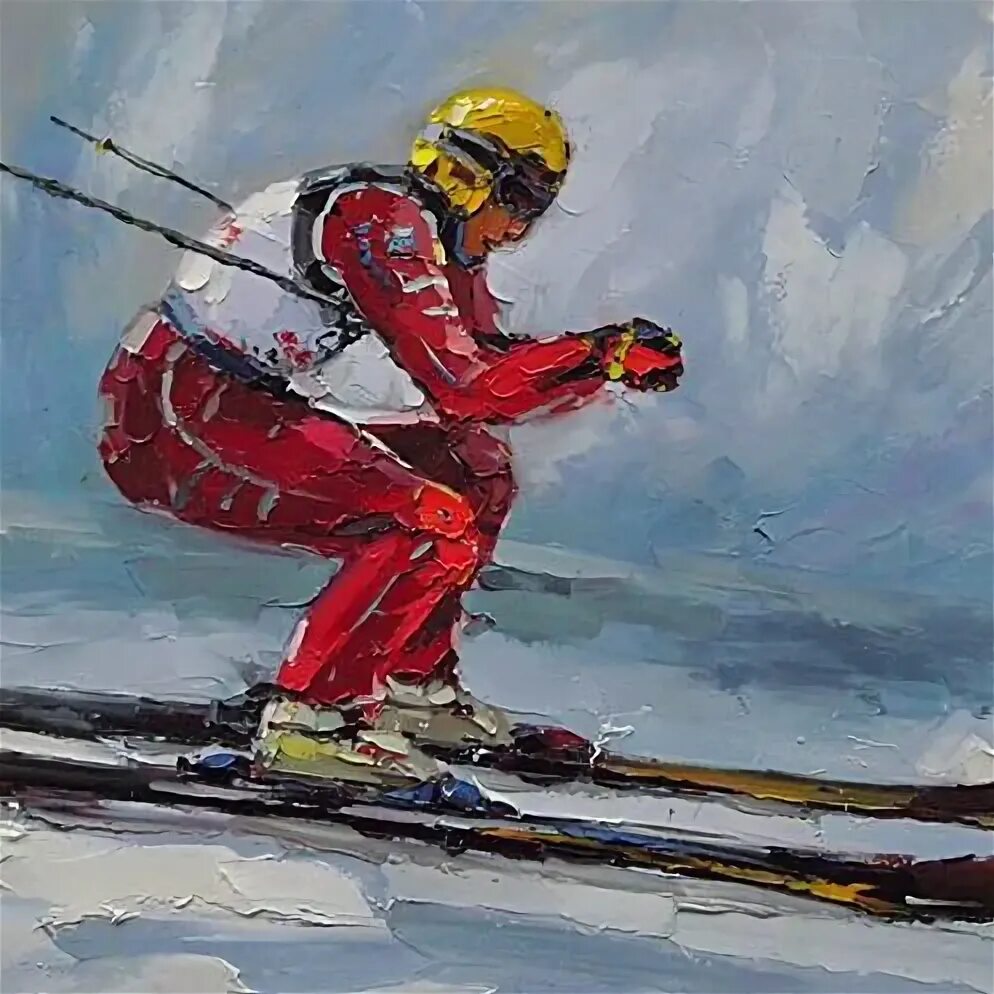 Картина лыжники. Горные лыжи живопись. Лыжники живопись. Лыжники картины художников.