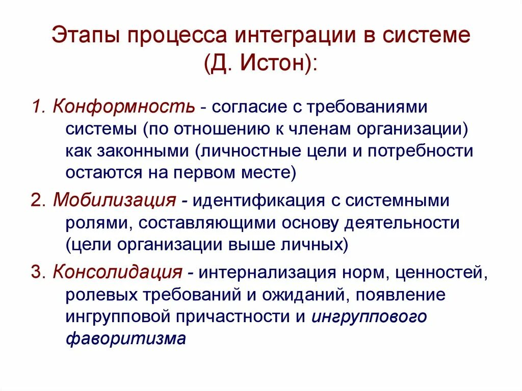 Этапы технологии интеграции