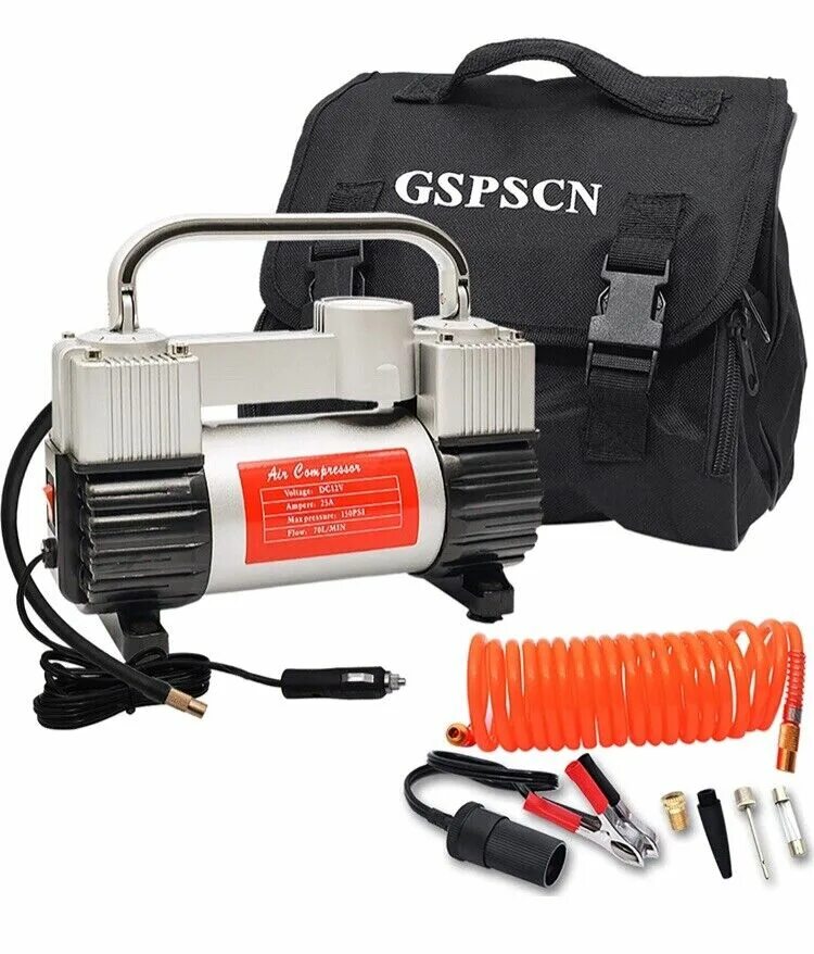 Portable tire inflator. Gspscn portable air compressor pump tire inflator for auto, suv, truck. компрессор komptec mini ii 70 l/min. dc 12v car pump tire inflator with led light car tire air compressor for suv truck. насос автомобильный аккумуляторный.