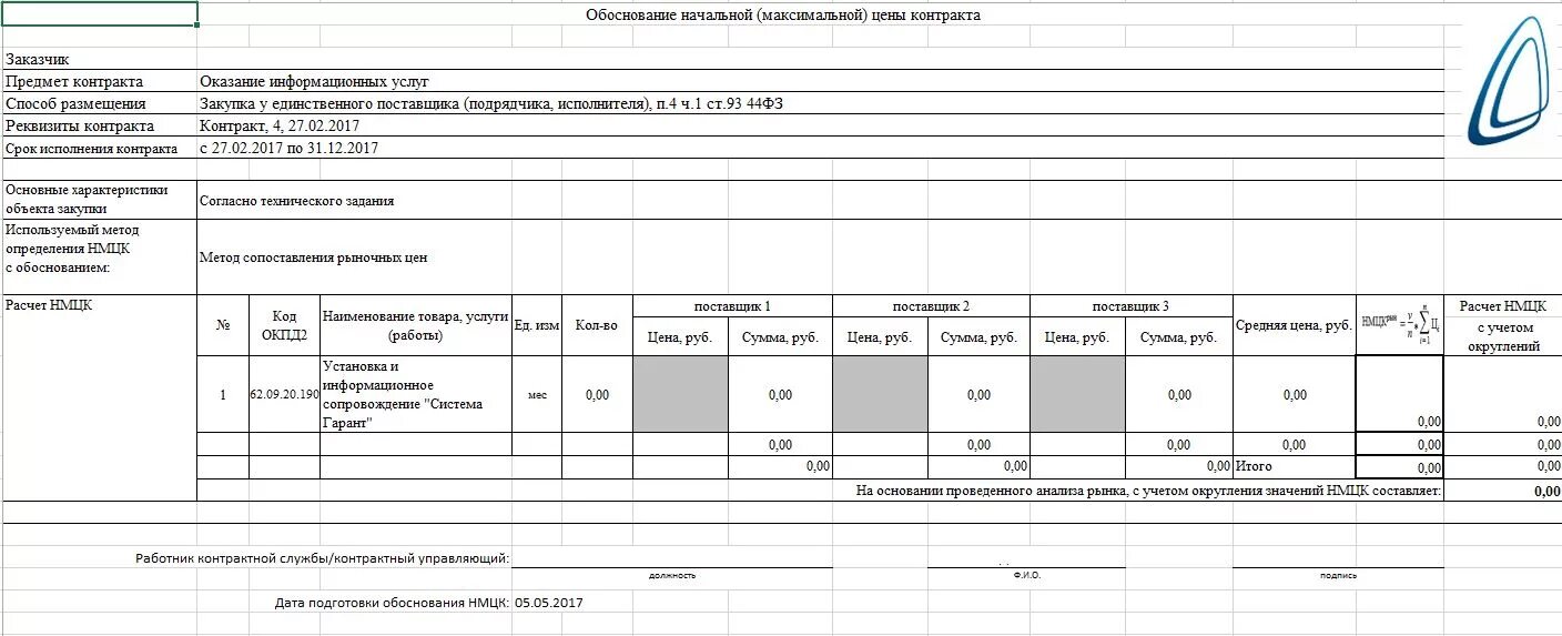 Обосновать начальную максимальную цену контракта. Обосновать начальную максимальную цену контракта