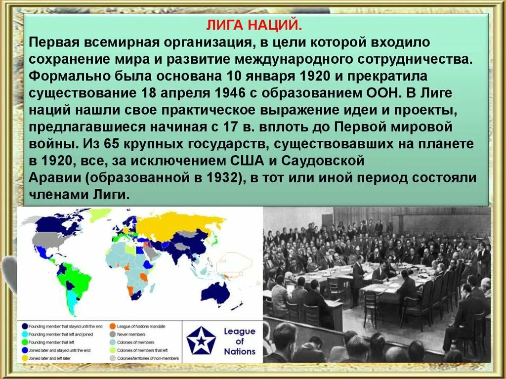 Прекращает свое существование первая в мире. Лига наций Международная организация. Главные задачи Лиги наций. Послевоенные международные организации. Первые международные организации.