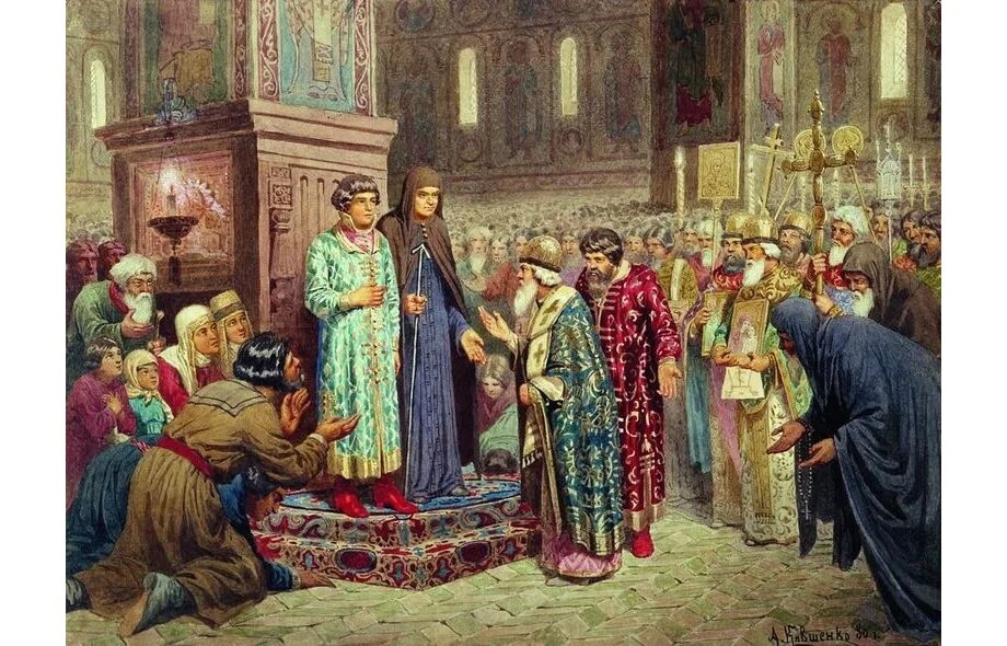 1613 года ознаменовал завершение. Избрание Михаила Федоровича Романова на царство» (1797/1799) Угрюмов. Венчание Михаила Романова на царство 1613.