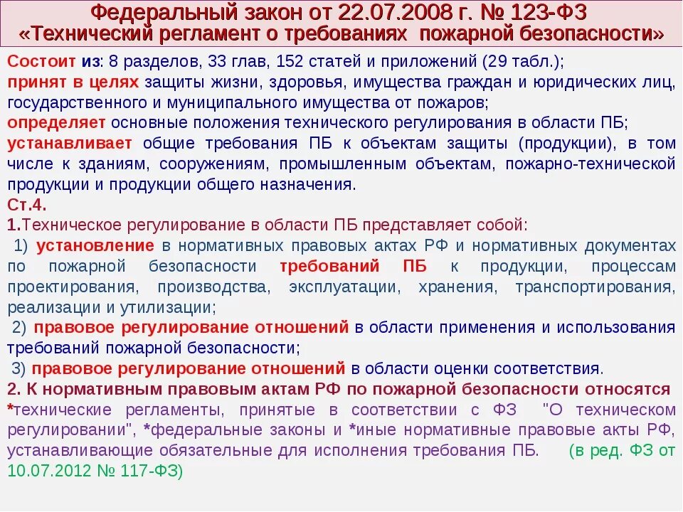 Технический регламент пожарной безопасности. ФЗ 123 от 22.07.2008. 123 ФЗ О пожарной безопасности. ФЗ 123 технический регламент о требованиях пожарной безопасности.