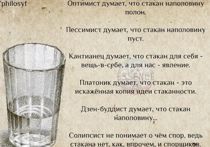 Граненый стакан с водой. Стакан наполовину. Стакан наполовину пуст. Философия воды в стакане.