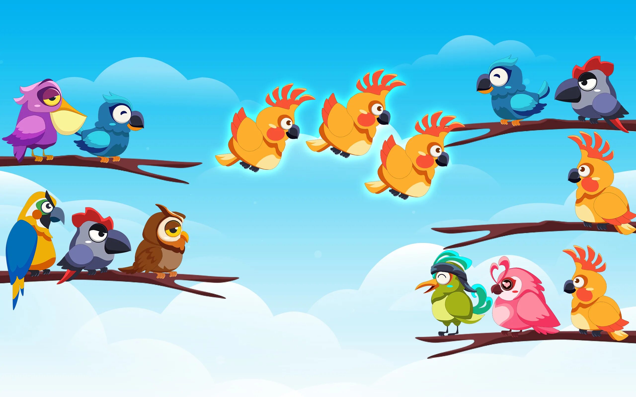 Bird sort puzzle. Разноцветные птицы для сортировки. bird sort puzzle играть foto.