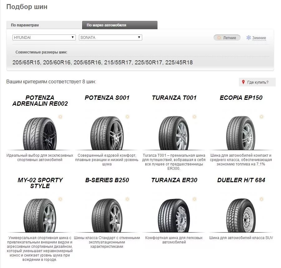 Подобрать резину по автомобилю. Hyundai Sonata 2013 Razmer Shina. Хендай Соната 2006 размер резины. Наружный размер резины Bridgestone. Подобрать шины по марке автомобиля.