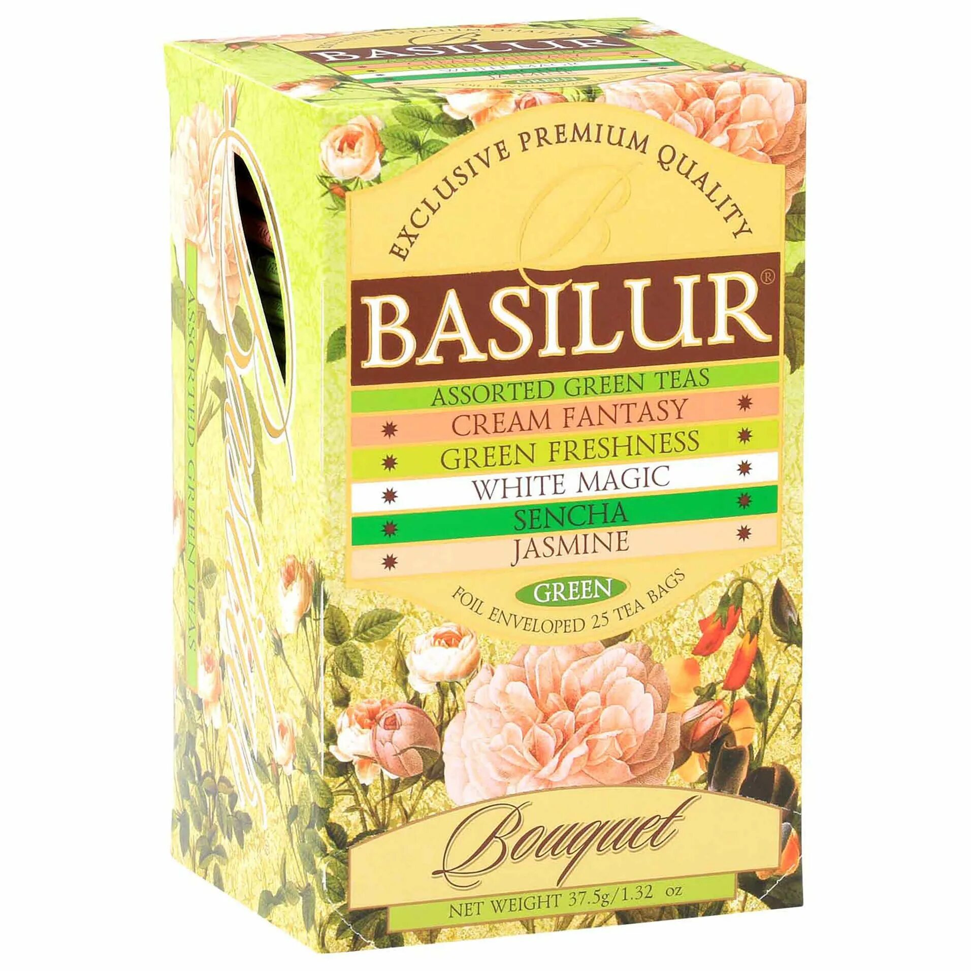 Чай Базилур, ассортимент зеленого чая от компании Basilur
