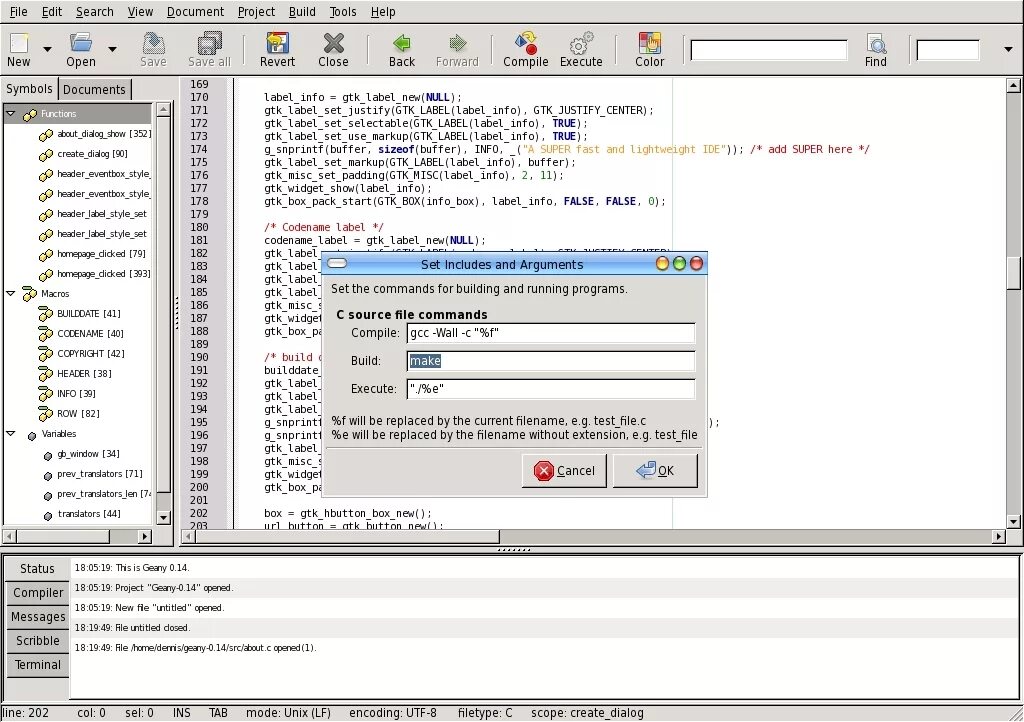 Snprintf. Geany редактор кода. Geany ide. Geany Mac os. GTK code Editor.
