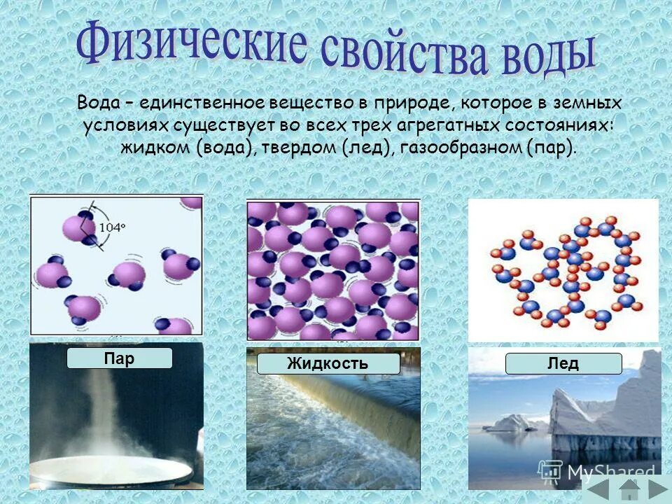 Вещество становится материалом. Физико-химические свойства воды. Физические свойства воды химия 8 класс. Физические свойства воды 8 класс по химии. Физичекиесвойства воды.