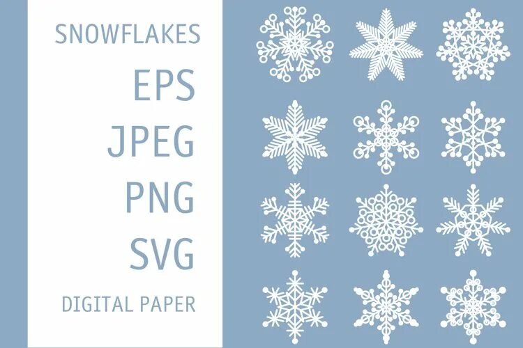 Sparks freeze. Svg snowflakes Set.