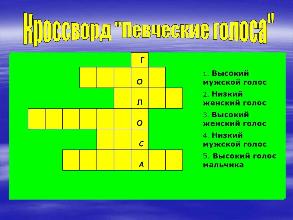 Вокальный кроссворд. Кроссворд по теме певчие голоса. Кроссворд певческие голоса. Кроссворд тембр голоса. Музыкальные кроссворды для детей.