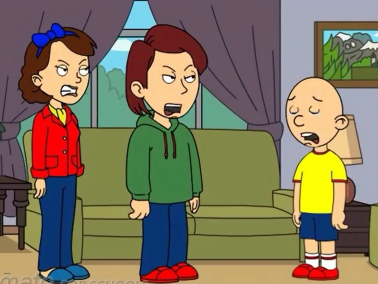 Caillou gets a time out. Classic caillou gets grounded. Caillou grounded. Caillou gets grounded for nothing. Goanimate caillou gets grounded.