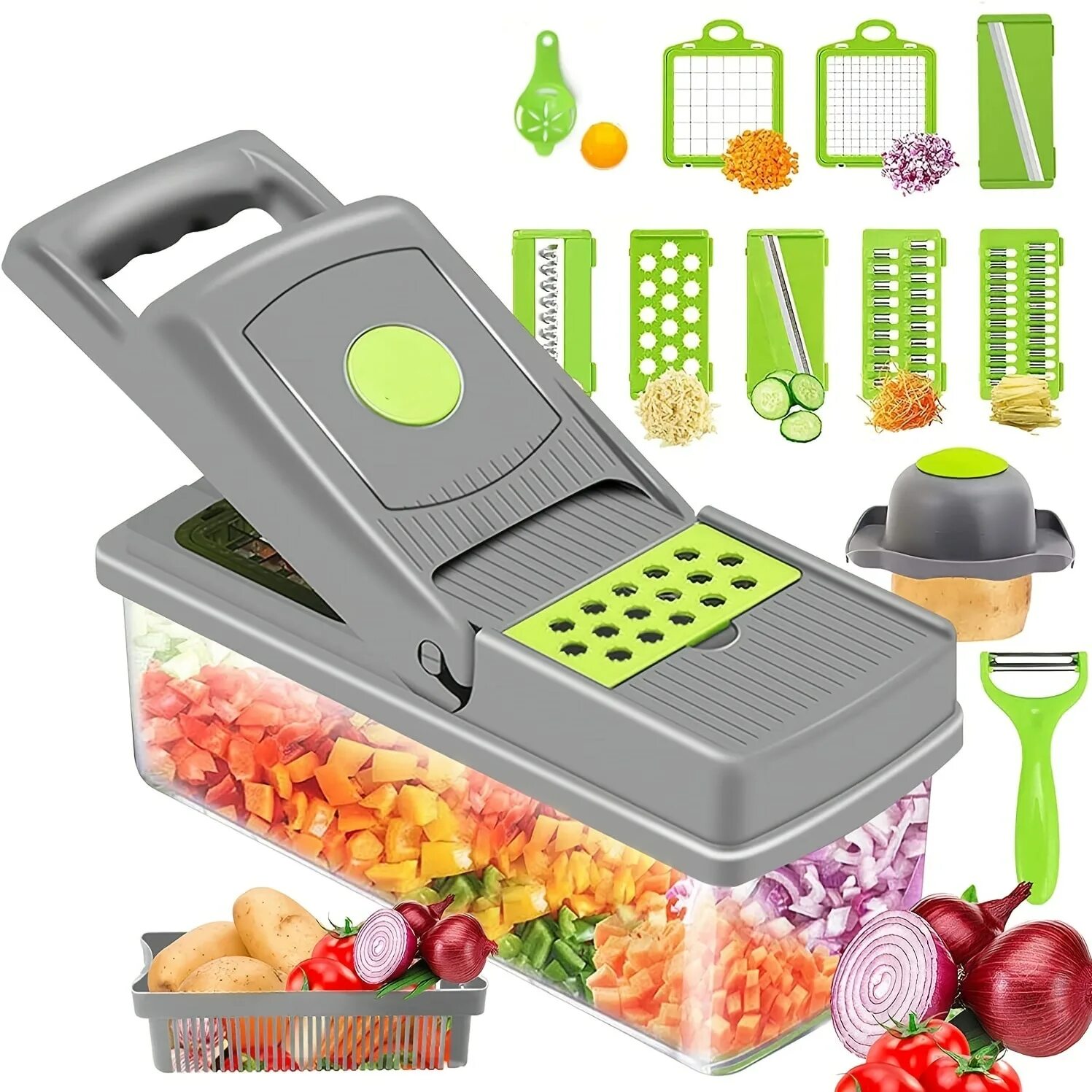 Овощерезка Veggie Slicer 14 в 1. Veggie Slicer овощерезка 22 в 1. Резка для овощей кубиками. Измельчитель овощей кубиками.