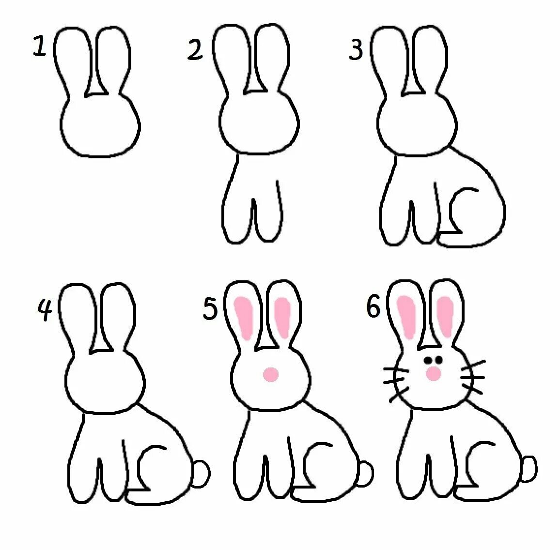 Поэтапное рисование зайца. Нарисовать зайца поэтапно. Поэтапное рисование кролика. Заяц рисунок легкий.