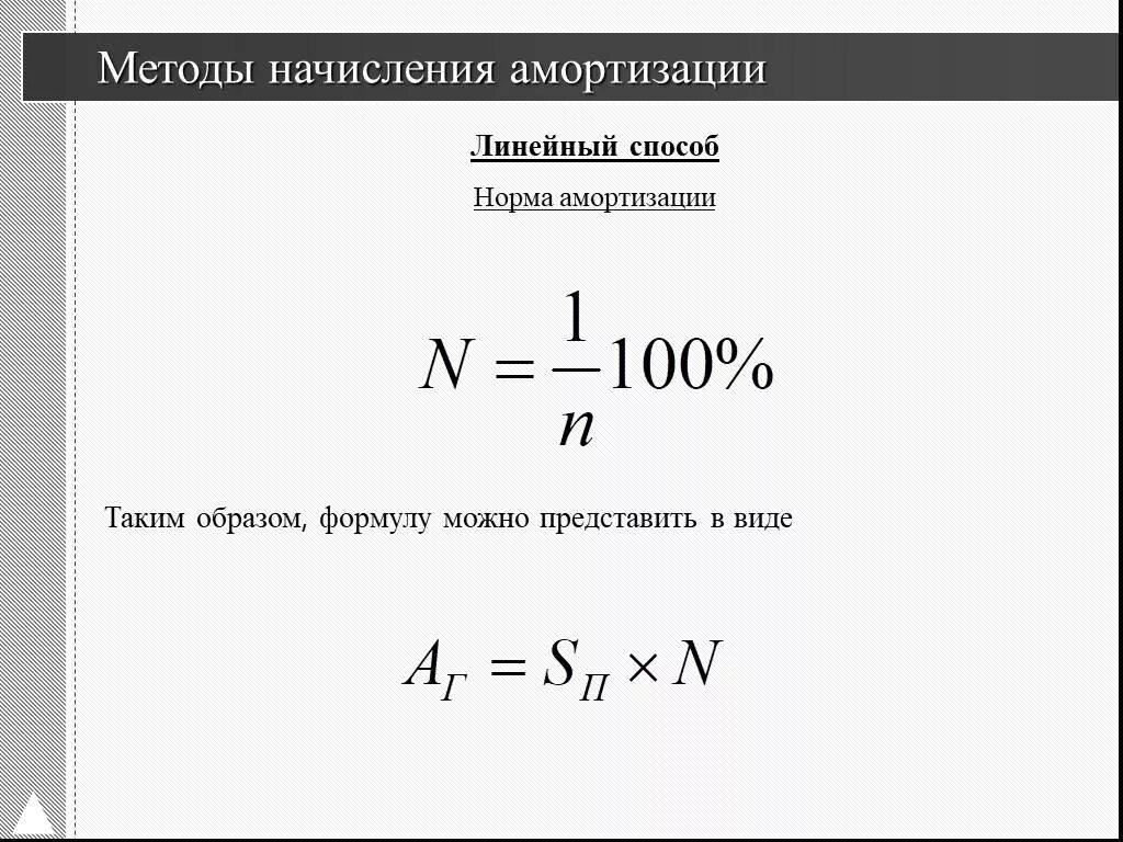 Формула линейного метода амортизации. Линейный способ амортизации таблица. Формула линейного метода начисления амортизации. Линейный метод амортизации формула. Формулы способов начисления амортизации