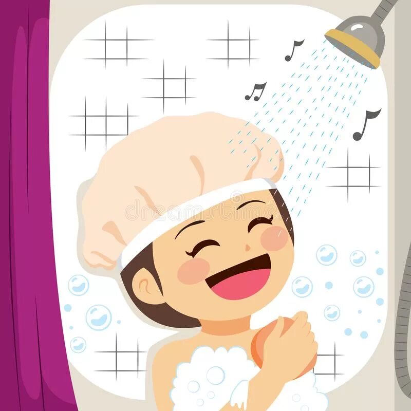 Пение в душе рисунок. Девушка поет в душе рисунок. Have a Shower мультяшка. Come a shower