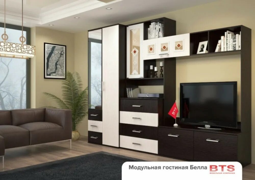 Гостиная Аллегро вариант компоновки 6 (венге-белфорт) купить в Самаре недорого -