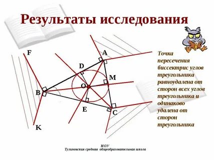 Множество точек угла равноудаленных от его сторон