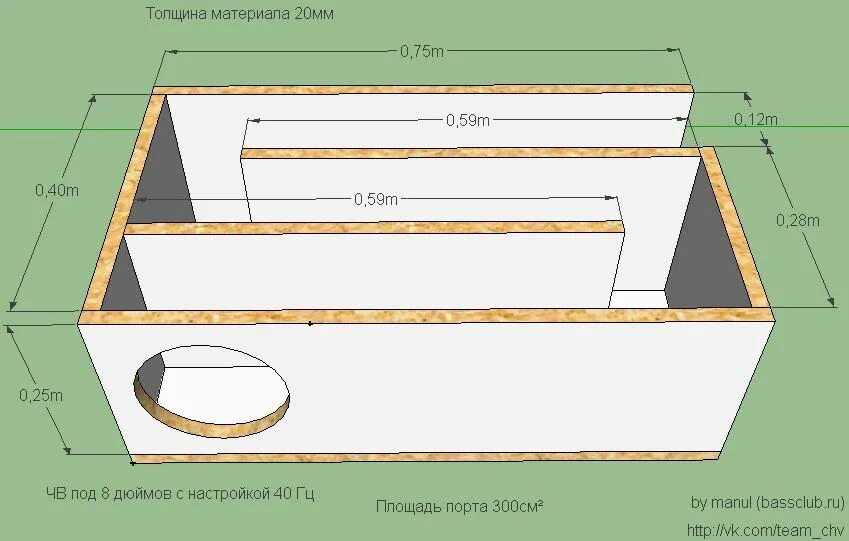 Чв на 25 гдн 3 4 чертеж Короб ЧВ с настройкой ± 40 Hz на двух 25 ГДН 1-4 Geely MK Cross, 1,5 л, 2013 г
