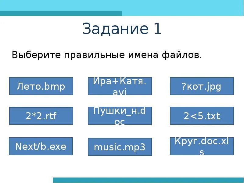 Файл под названием. Правильное имя файла. Прааильные имена файло. Имена на ф. Выберите правильные имена файлов задание.