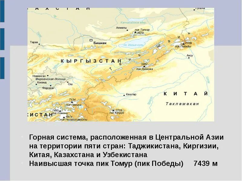 Урок горные системы азиатской части россии. Карта средней Азии Горная систн. Горные системы центральной Азии. Горные хребты центральной Азии. Памир и Тянь Шань на карте.