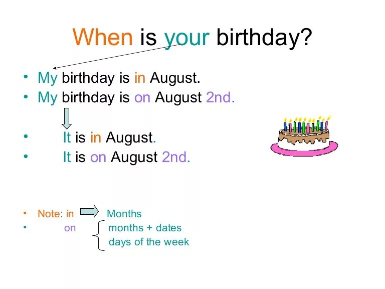 When is your Birthday. Задания на тему Birthday. When is your Birthday for Kids. Ответ на вопрос when is your Birthday.