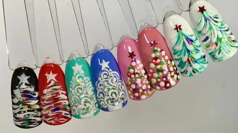 Нарисовать елку на ногтях гель лаком
