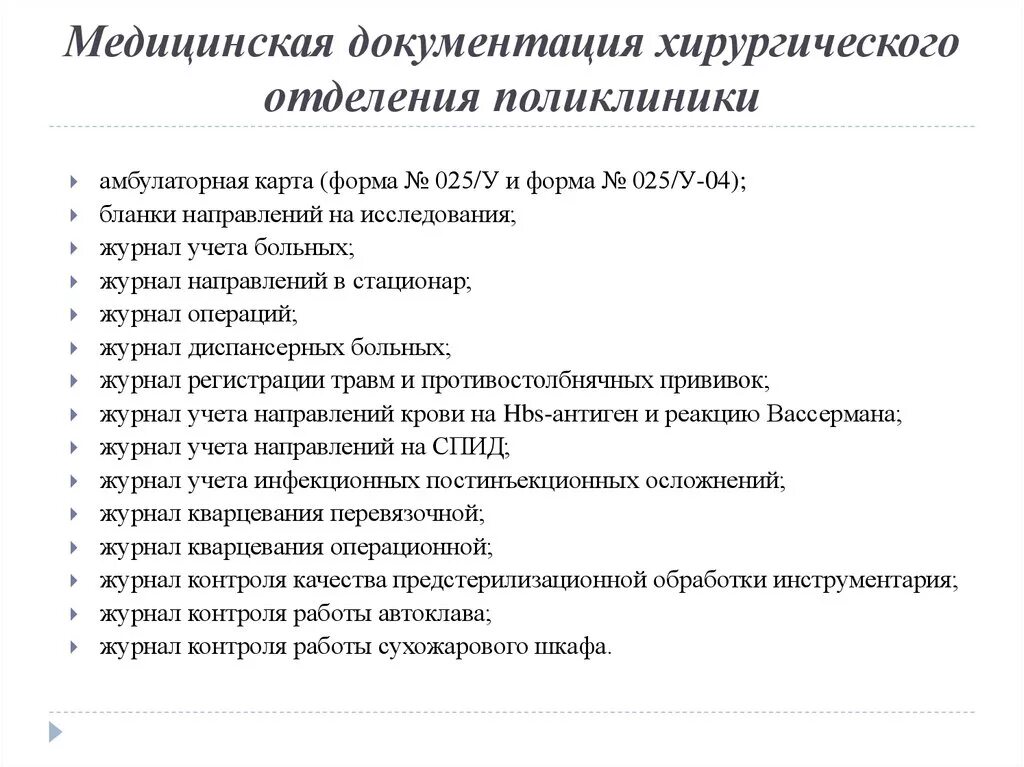 Отчет врача поликлиники. Мед документация хирургического отделения. Документация хирургического отделения стационара. Документация поста хирургического отделения. Медицинская документация хирургического отделения больницы.