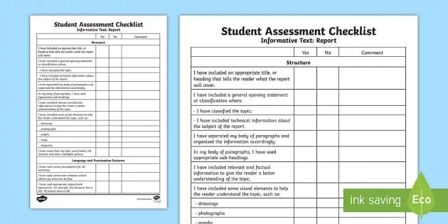 Assessment Checklist. Checklist for Assessment. Checklist for students. Student Assessment.