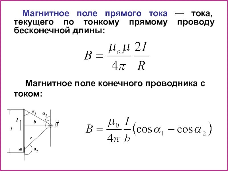 Поле бесконечного прямого провода