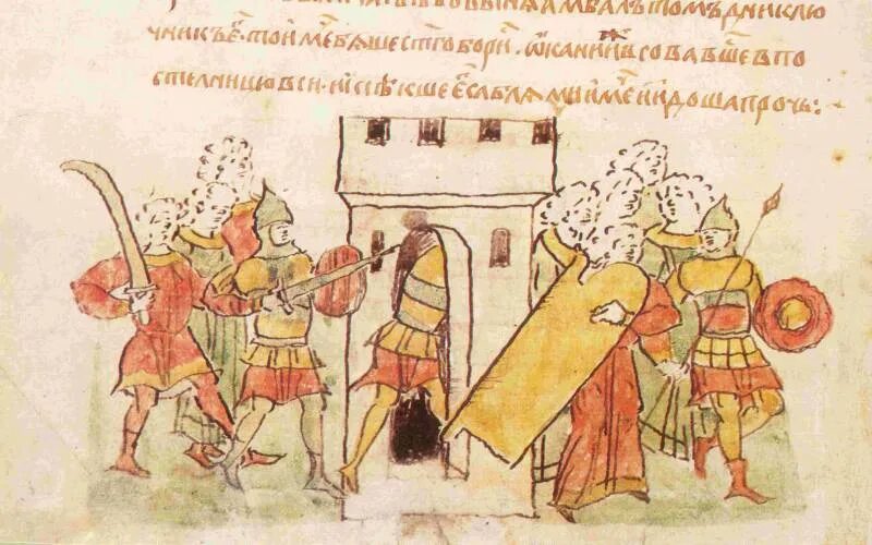 Поход андрея боголюбского на киев. Радзивиловская летопись миниатюры убийство боголюбского. княжеская летопись андрея боголюбского. радзивиловская летопись андрей боголюбский. убийство андрея боголюбского миниатюра.