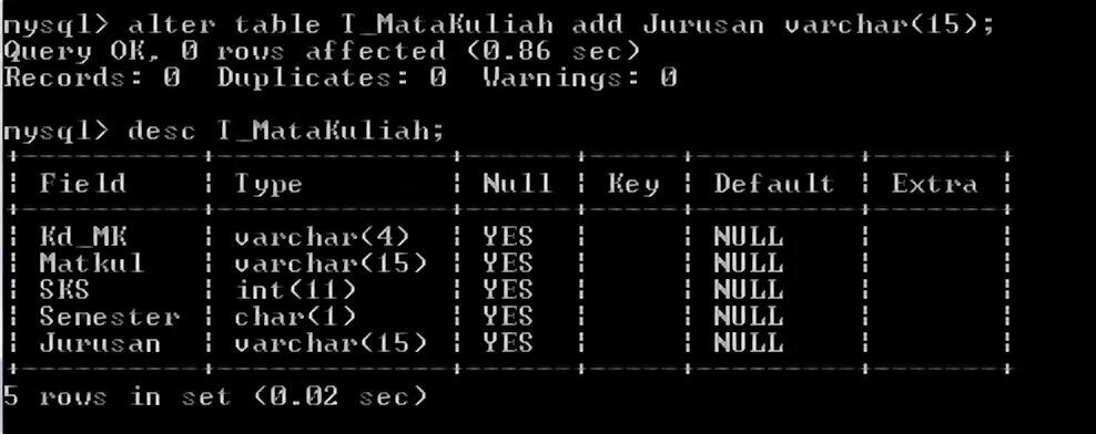 Alter table add key