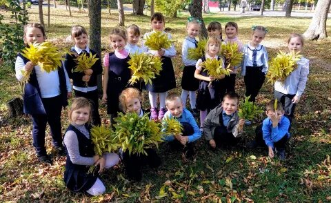 1 класс на прогулке