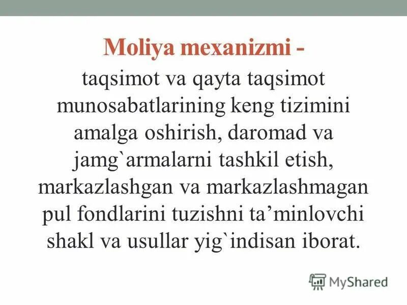 Iqtisodiy tizm. молиявий назорат. Moliya ppt. Moliya ppt. Moliyaviy siyosat ppt.