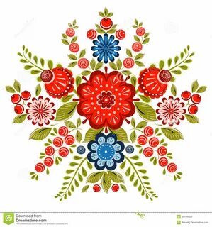 Traditional Flowers And Berry Ornament Stock Vector - Illustration of flowe...