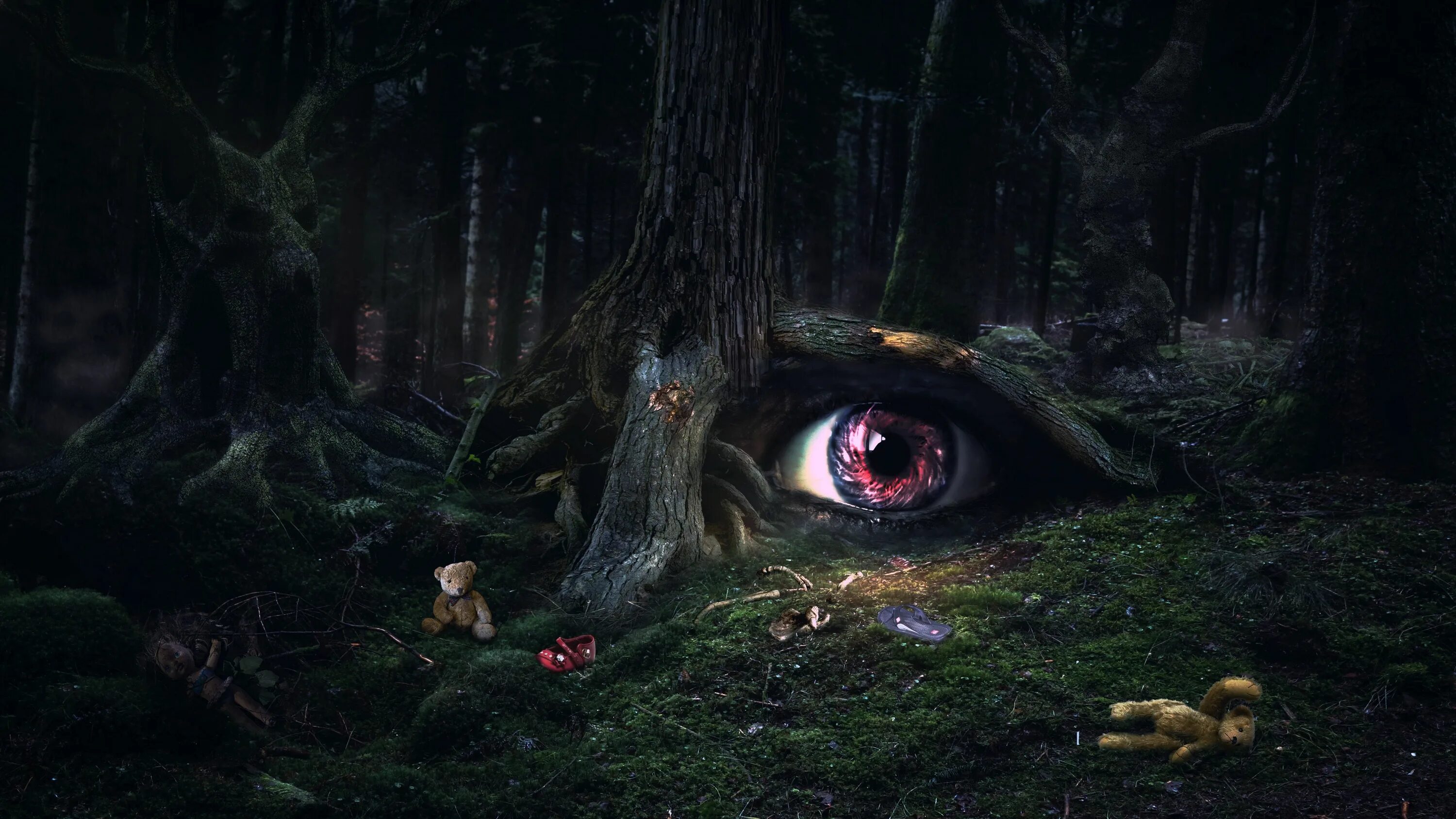 Глазок лесной. Страшный лес. Темный дремучий лес. Мистический дремучий лес. Темный лес ужасы.