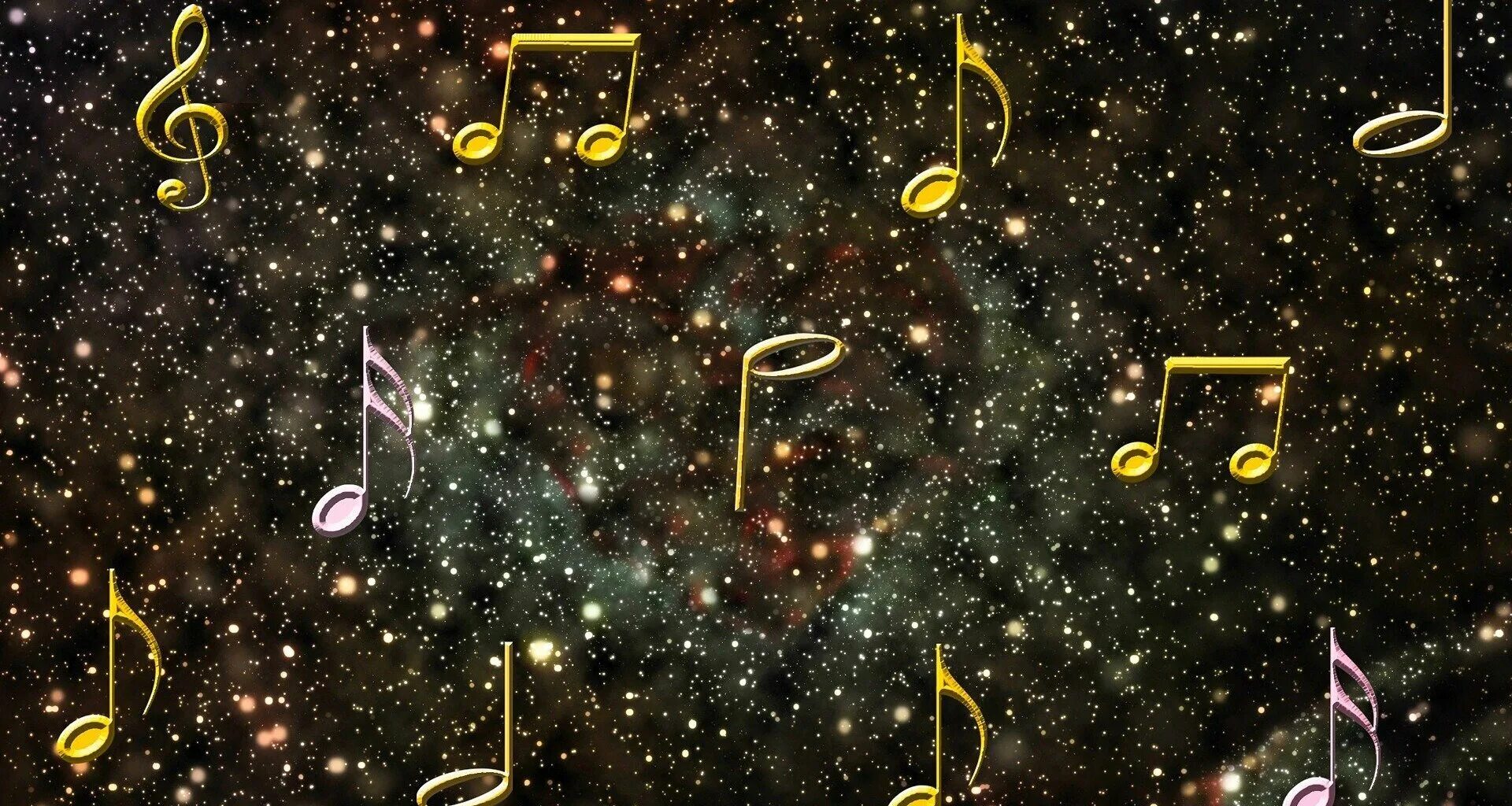 Ритмичная космическая музыка. Музыкальный фон. ноты фон. музыкальная звезда. ноты в космосе.