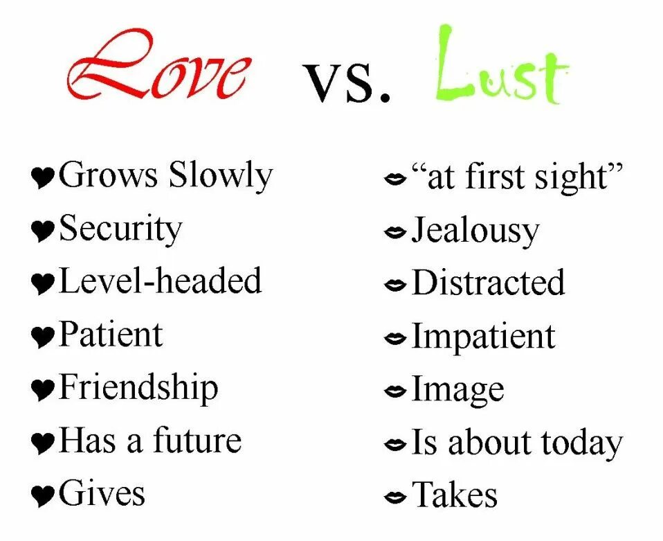 One slice of lust. Lust vs love. love and lust. what is lust. no lust.