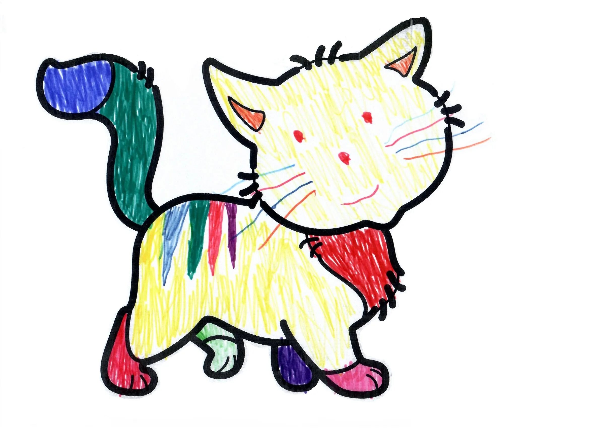 Рисование разноцветный кот для детей. Котик рисунок цветной. Разноцветный кот рисунок. Разноцветные коты рисунки.