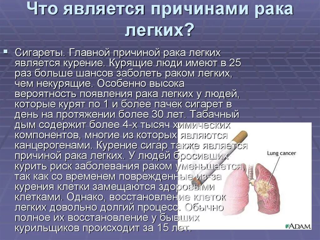 Причины онкологии лёгких. Заболевание легких сообщение. - Раковые заболевания лёгких. Причины появления рака