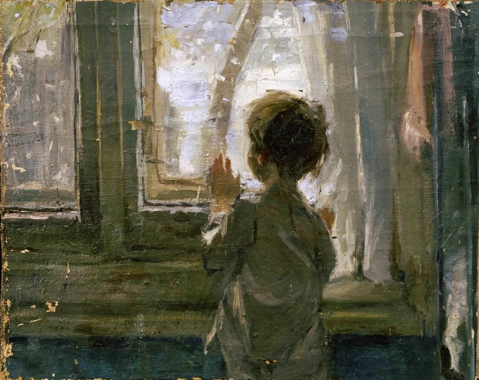 Картина мальчик с куклой на фоне окна. Сергея Андреевича Тутунова «зима пришла. Детство»..