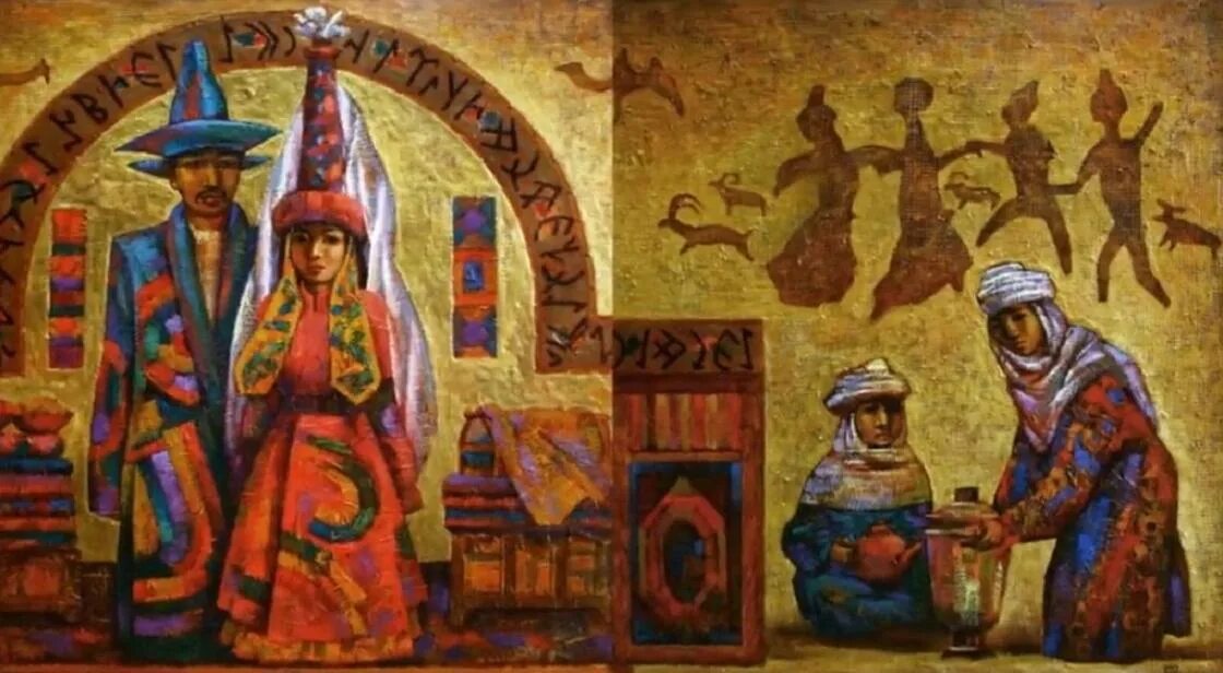 Маке художница казахская. Казахи в Запорож картина художника. Бубэ. Искусство в Казахстане доклад