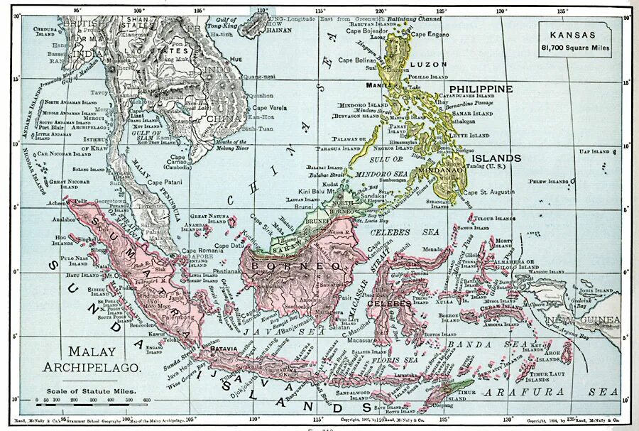 Малайский архипелаг на карте. Малайский архипелаг на контурной карте.