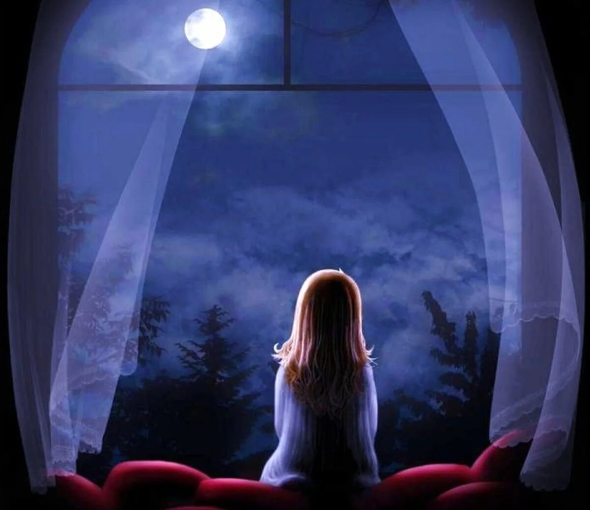 Прочь тревоги. Одиночество в ночи. Лунный свет в окне. Одиночество девушка. Луна одиночество.